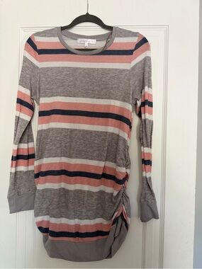 Two Beautiful Maternity Striped Long Sleeve Top in Gray & Pink